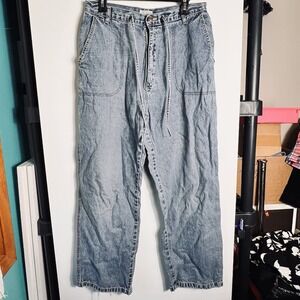 Vtg  St. John's Bay Jeans Womens 14 Blue Utility Wide Leg Drawstring Y2K Denim